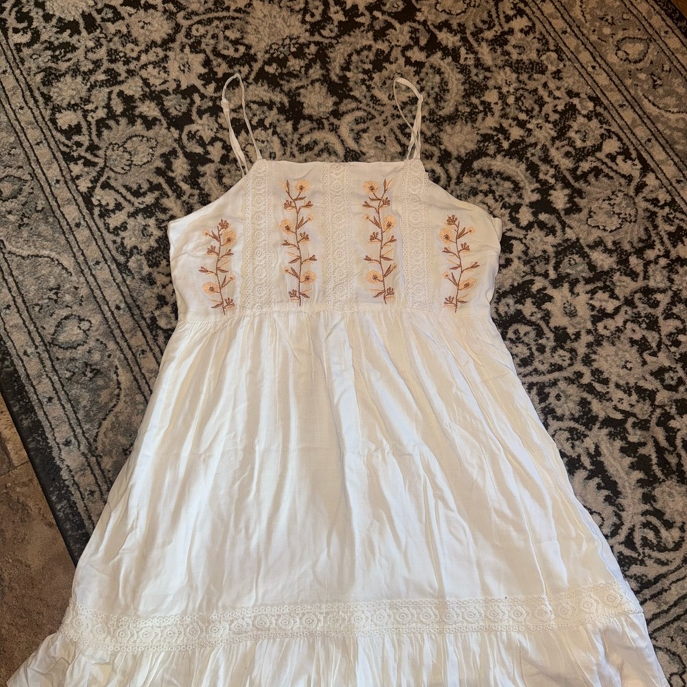 Embroidered White Kids Dress